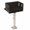 300 Sq. In. Rotating Commercial Pedestal Grill With Surface Mount Post In Black