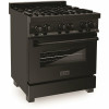 Zline 30 In. 4.0 Cu. Ft. Dual Fuel Range With Gas Stove And Electric Oven In Black Stainless Steel (Rab-30)