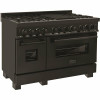48 In. 6.0 Cu. Ft. Double Oven Dual Fuel Range With Gas Stove And Electric Oven In Black Stainless Steel