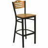 Flash Furniture HERCULES Series 29.75 in. Natural Wood Back/Natural Wood Seat/Black Metal Frame Bar Stool 311058704