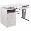 Carnegy Avenue 47.25 In. White Rectangular 3 -Drawer Computer Desk With Keyboard Tray