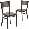 Carnegy Avenue Walnut Wood Seat/Black Metal Frame Restaurant Chairs (Set of 2) 311256943