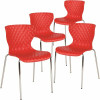 Carnegy Avenue Red Plastic Stack Chairs (Set of 4)