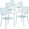Carnegy Avenue Stackable Metal Outdoor Dining Chair in Sky Blue (Set of 5) 311287433
