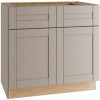 Arlington Veiled Gray Plywood Shaker Stock Assembled Base Kitchen Cabinet Soft Close 33 in W x 24 in D x 34.5 in H