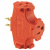 Leviton 15 Amp 125-Volt Nema 5-15R 2-Pole 3-Wire Grounded Single-To-Triple Outer Splitter Adapter, Orange