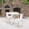 Carnegy Avenue White 3-Piece Metal Round Outdoor Bistro Set - 312170272