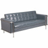 Flash Furniture 81 In. Gray Faux Leather 4-Seater Bridgewater Sofa With Stainless Frame Frame