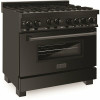 Zline Kitchen And Bath 36 In. 4.6 Cu. Ft. Gas Range With Convection Gas Oven In Black Stainless Steel