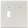 Titan3 White Smooth 2-Gang Toggle/Blank Standard Metal Wall Plate