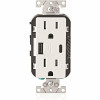 Leviton Decora 15 Amp Tamper Resistant Duplex Outlet (With Type A And C Usb Charger), White