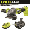 Ryobi One+ Hp 18V Brushless Cordless 4-1/ 2 In. Angle Grinder Kit With (1) 4.0 Ah Battery And Charger