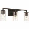 Sea Gull Lighting Lawrence 3-Light Midnight Black Bathroom Vanity Light With Clear Seeded Glass Shades