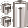 Hls Commercial 50 Gal. Outdoor Dual Side-Entry Stainless Steel Round Trash Can With Removable Ashtray