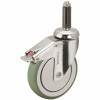 Medcaster Antimicrobial Total Lock Caster With 220-Pound Capacity And Expanding Adapter Stem, 5 In., Stainless Steel