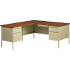 Hirsh Commercial 72 In. W X 66 In. D L Shape Putty/Oak 4-Drawer Executive Desk With Left Hand Return