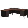 Hirsh Commercial 72 In. W X 66 In. D L Shape Black / Walnut 4-Drawer Executive Desk With Left Hand Return