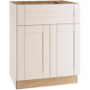 Wchester Light Vespar White Thermofoil Plywood Shaker Stock Semi-Custom Base Kitchen Cabinet 24 In. W X 24 In. D - 313183420