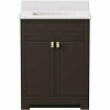 Canberra 25 In. W X 19 In. D Bath Vanity In Dark Chestnut With Cultured Marble Vanity Top In White With White Basin