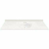 Magickwoods 61 In. W X 22 In. D Cultured Marble Oval Recessed Single Basin Vanity Top In White With White Basin