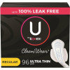 Kotex Cleanwear Ultra Thin Pads With Wings, Regular Absorbency, 96 Count
