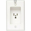 Leviton 15 Amp Residential Grade 1-Gang Recessed Single Outlet With Clocked Hanger Hook, White