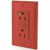 Leviton Smartlockpro 2-Pole Hospital Grade Duplex Gfci Receptacle, Red, Nema 5-15R, 125 Volts, 15 Amps