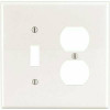 Leviton Leviton Combination Toggle Switch And Duplex Receptacle Wallplate, 2-Gang, Midway Size, Thermoplastic Nylon, White