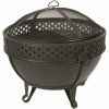 Pleasant Hearth Gable 28 In. W X 25.5 In. H Round Steel Wood Burning Black Fire Pit With Poker