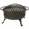 Pleasant Hearth Traverse 35 In. X 24.21 In. Round Steel Wood Burning Black Fire Pit