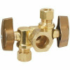 Brasscraft 1/2 In. Nominal Inlet X 3/8 In. O.D. Comp X 1/4 In. O.D. Dual Outlet Dual Shut-Off 1/4 In. Turn Angle Ball Valve