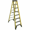 Werner 8 Ft. Yellow Fiberglass Step Ladder (12 Ft. Reach Height) With 375 Lbs. Load Capacity Type Iaa Duty Rating