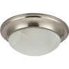 16 In. 3-Light Brushed Nickel Flush-Mount Ceiling Fixture With Alabaster Swirl Glass