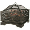 Pleasant Hearth Martin 26 in. x 26 in. Square Deep Bowl Steel Wood Fire Pit in Rubbed Bronze