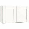 Hampton Bay Shaker Assembled 30X23.5X15 in. Wall Bridge Kitchen Cabinet In Satin White