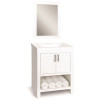 Glacier Bay Spa 24.5 In. W Bath Vanity In White With Cultured Marble Vanity Top In White With White Basin And Mirror