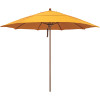 11 ft. Woodgrain Aluminum Commercial Market Patio Umbrella Fiberglass Ribs and Pulley Lift in Sunflower Yellow Sunbrella