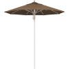 7.5 ft. Silver Aluminum Commercial Market Patio Umbrella Fiberglass Ribs and Pulley Lift in Cocoa Sunbrella