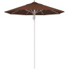 7.5 ft. Silver Aluminum Commercial Market Patio Umbrella Fiberglass Ribs and Pulley Lift in Bay Brown Sunbrella