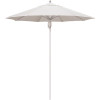 7.5 ft. Silver Aluminum Commercial Market Patio Umbrella Fiberglass Ribs and Pulley Lift in Natural Sunbrella