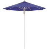 7.5 ft. Silver Aluminum Commercial Market Patio Umbrella Fiberglass Ribs and Pulley Lift in Pacific Blue Sunbrella