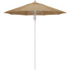 7.5 ft. Silver Aluminum Commercial Market Patio Umbrella Fiberglass Ribs and Pulley Lift in Linen Sesame Sunbrella