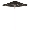 7.5 ft. Silver Aluminum Commercial Market Patio Umbrella Fiberglass Ribs and Pulley Lift in Black Sunbrella