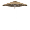 7.5 ft. Silver Aluminum Commercial Market Patio Umbrella Fiberglass Ribs and Pulley Lift in Heather Beige Sunbrella