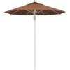 7.5 ft. Silver Aluminum Commercial Market Patio Umbrella Fiberglass Ribs and Pulley Lift in Heather Teak Sunbrella