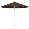 9 ft. Silver Aluminum Commercial Fiberglass Ribs Market Patio Umbrella and Pulley Lift in Bay Brown Sunbrella