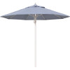 9 ft. Silver Aluminum Commercial Fiberglass Ribs Market Patio Umbrella and Pulley Lift in Air Blue Sunbrella