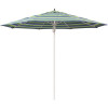 11 ft. Silver Aluminum Commercial Fiberglass Ribs Market Patio Umbrella and Pulley Lift in Seville Seaside Sunbrella