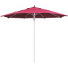 11 ft. Silver Aluminum Commercial Fiberglass Ribs Market Patio Umbrella and Pulley Lift in Hot Pink Sunbrella