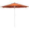 11 ft. Silver Aluminum Commercial Fiberglass Ribs Market Patio Umbrella and Pulley Lift in Tangerine Sunbrella